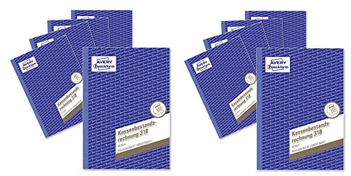 AVERY Zweckform 318 10x Kassenbestandsrechnung (A5, 50 Blatt, Ermittlung der Tageseinnahmen & Kassenbestand, von Rechtsexperten geprüft, für DE/AT, zur ordnungsgemäßen Buchführung) weiß
