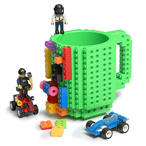 Build-on Brick Coffee Mug, Funny DIY Novelty Cup with Building Blocks Creative Gift