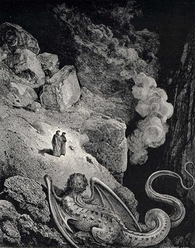 Affiche Gustave Doré L'Enfer de Dante portrait reproduction d'art sur toile déco 60x90cm