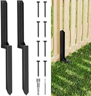 WINSOON Thickened Steel Fence Post Repair Kit 2Pack, One-Piece No Splicing Heavy Duty Anchor Fence Post Repair Stakes for Broken Tilted Wooden Posts, Ground Spike Repaired for Tilted Vinyl Fences