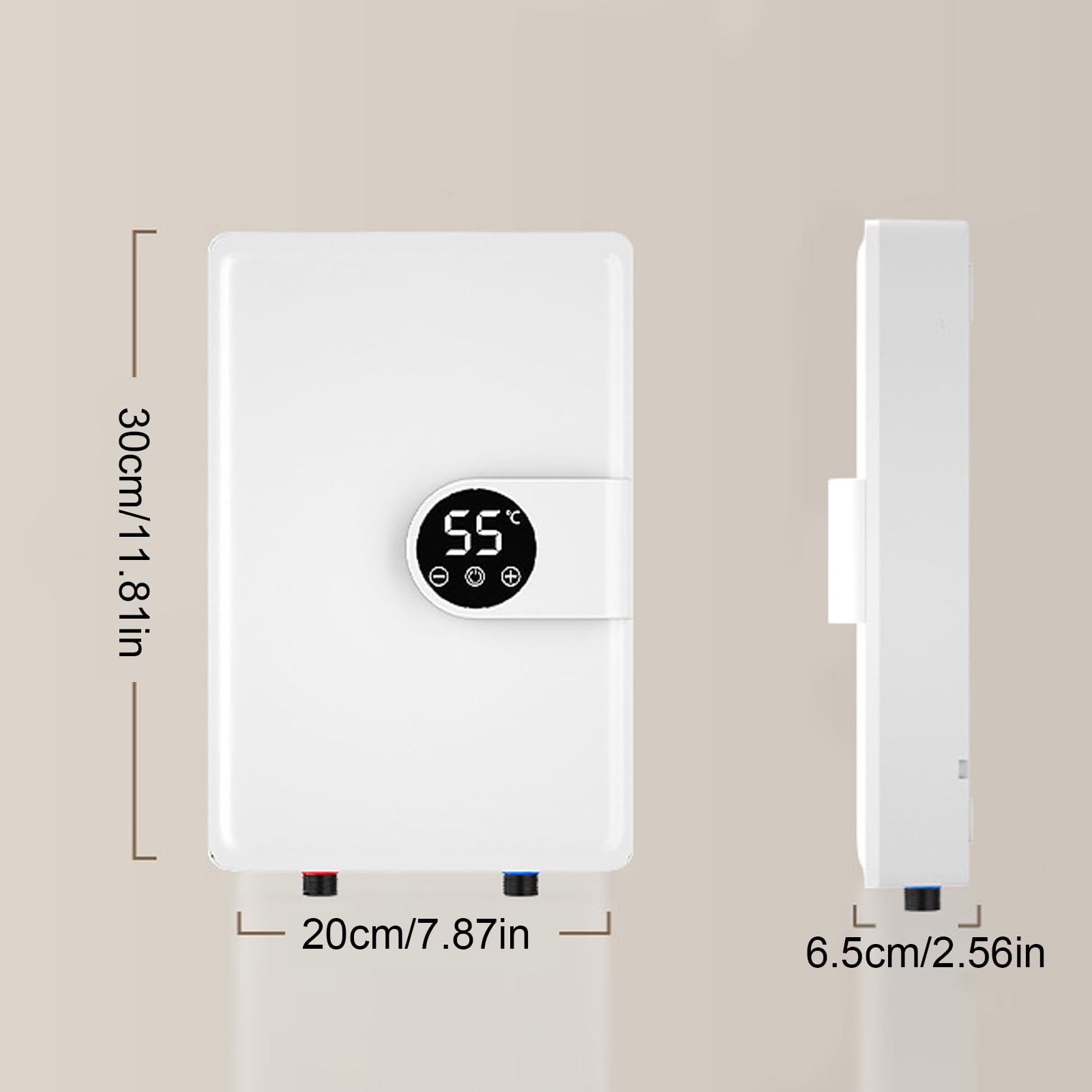 Hancaner Calentador de Agua Instantáneo Eléctrico de 5500W con Pantalla LED, Control Digital Temperatura para Baño y Cocina (Enchufe europeo 230V)