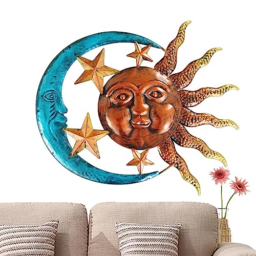 ℌAmpiamente applicabile: la decorazione artistica da parete in metallo con sole e luna offre un utilizzo versatile e un design unico, perfetto per case, ristoranti e hotel. La sua struttura ampiamente applicabile può elevare il fascino e la personalità di qualsiasi luogo, sia esso un soggiorno, un patio o una camera da letto.