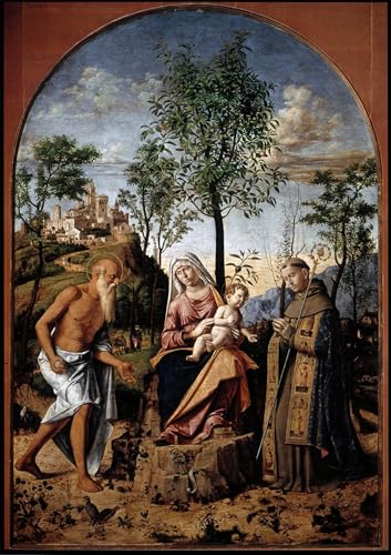 Cuadro arte pared Lady col Bambino Cima Da Conegliano: pintura decorativa de 60x90cm
