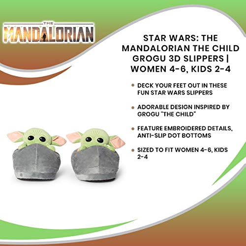 Robe Factory Llc Star Wars: The Mandalorian The Child Grogu 3D Slippers | Baby Yoda-Themed Soft Plush House Shoe With Non-Slip Sole | Comfortable Footwear | Women 11-12, Men 9-10 #TOP6