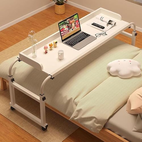 Mesa ajustable con ruedas para laptop, mesa de cama multifuncional elástica con ajuste de altura y ancho, mesa perezosa para trabajo y ocio