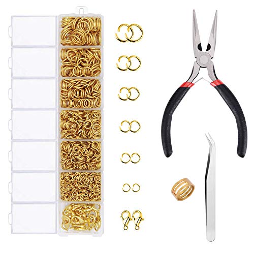 EuTengHao 1504Pcs Gold Open Jump Ring and Lobster Clasps Kit Jewelry Repair Tools Kit Jewelry Making Supplies Kit with Jewelry Making Accessories for Necklace Making Repair (Gold)