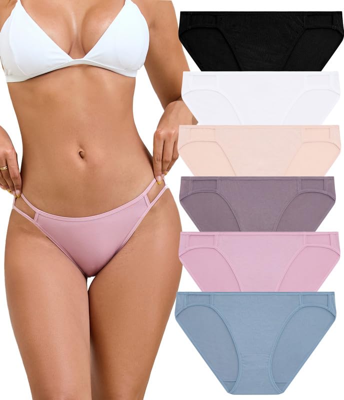 ANLIQI String Bikini Underwear for Women Soft Stretch Modal Bikini Panties High Cut Stretch Ladies Hipster Panty S-3XL