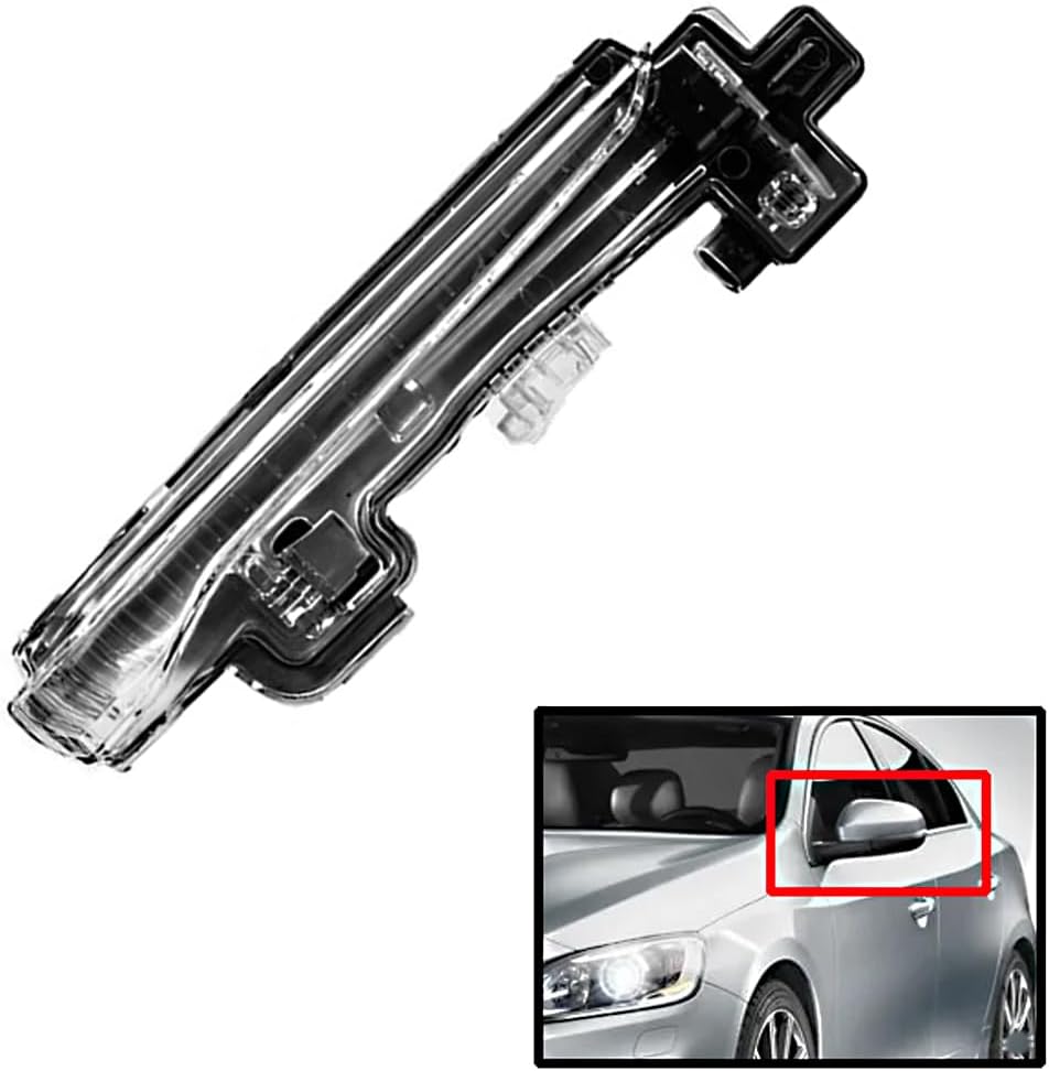Rear View LED Side Mirror Turn Signal Amber Lamps, Car Rearview Mirror Side Marker Light, Compatible with Volvo S80 V60 S60L S60 Cross Country 2016-2017, Right Passenger Side