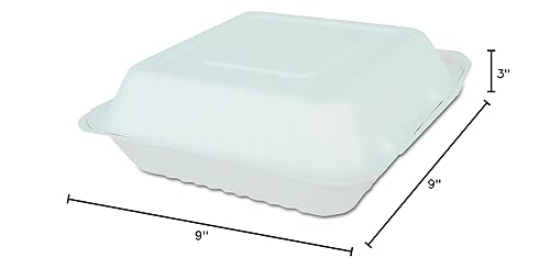 Miniatura 2 de Southern Champion Tray Contenedor de fibra moldeada 18935, 9 pulgadas de ancho x 9 pulgadas de largo x 3 pulgadas de alto, blanco, paquete de 200