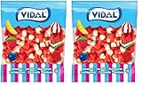 Vidal Golosinas Huesos Brillo. Color Blanco y Rojo, Sabor Fresa, Bolsa 1 Kg (Paquete de 2)