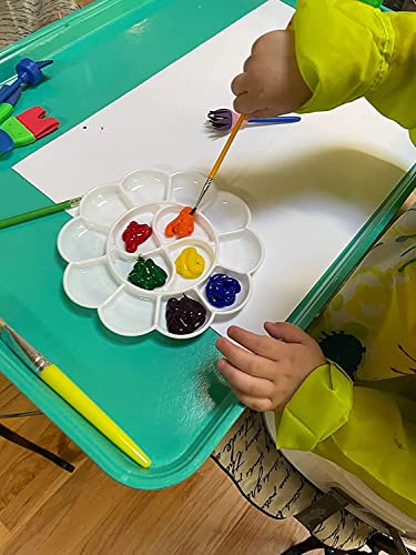 Image of KRYTONE�Pack of 2 Flower Paint Pallet Tray, Painting Pallete, 14 Wells Color Mixing Pallete /Paint Trays for Kids Paint Pallets for Kids, Paint Tray, Paint Palette, Painting Supplies White (K034)