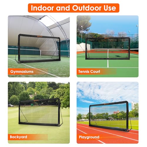 Tennis Rebound Practice Wall - 12ft x 6ft Rebounder Net for Tennis & Racquet Sports Ball & Pickleball, Training Tennis Backboard Net for Court Backyard and Indoor & Outdoor Training, Black
