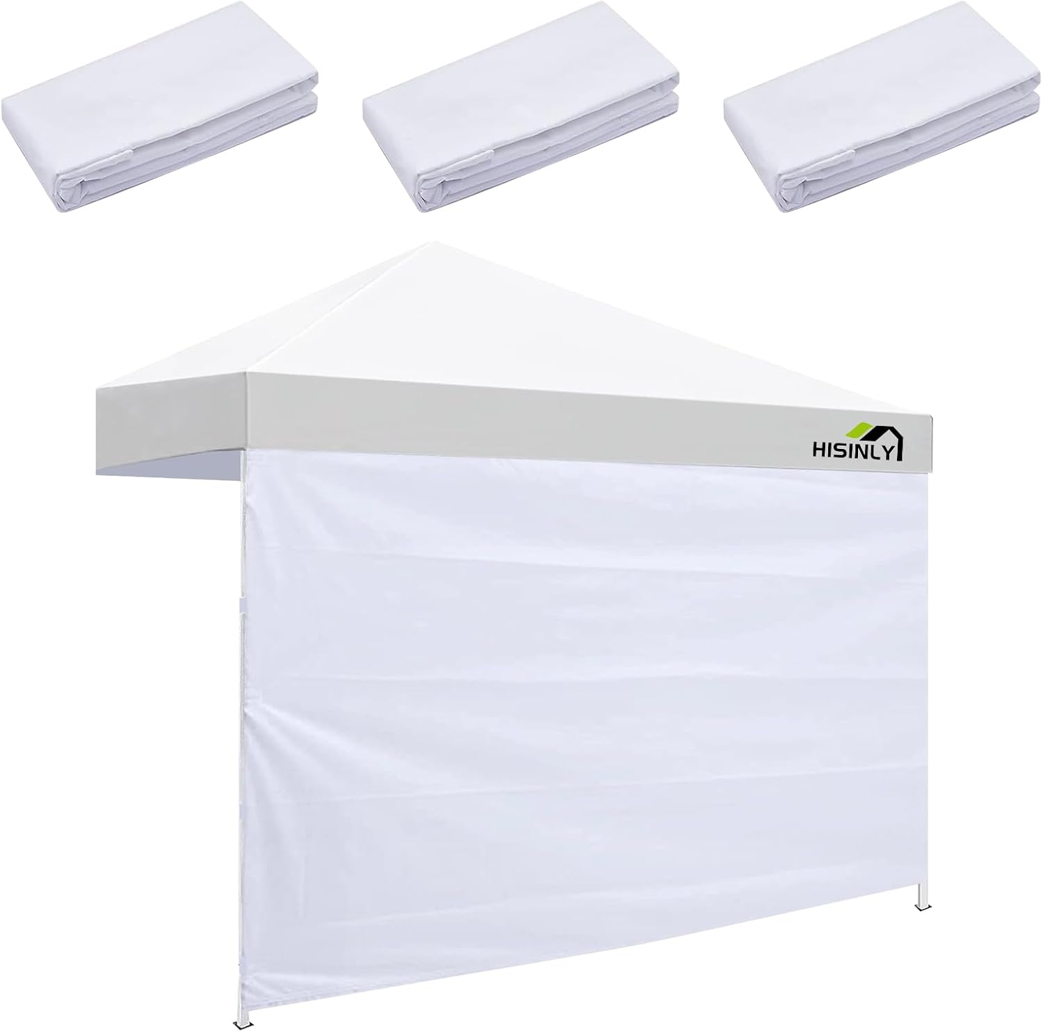 Canopy Sidewalls 10x10 ft, 3 Pack Pop Up Tent Walls, Waterproof & UV Protection 210D Oxford, Velcro Easy Install for Event, Outdoor, Party, Camping, White (Sidewalls Only)