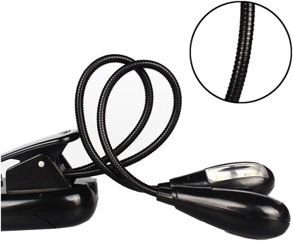 Double-Head Clip Light/Reading Light/Night Light Clip for Table, headboard and Computer, with switches on Both Ends, Two Brightness Options (Without Battery).