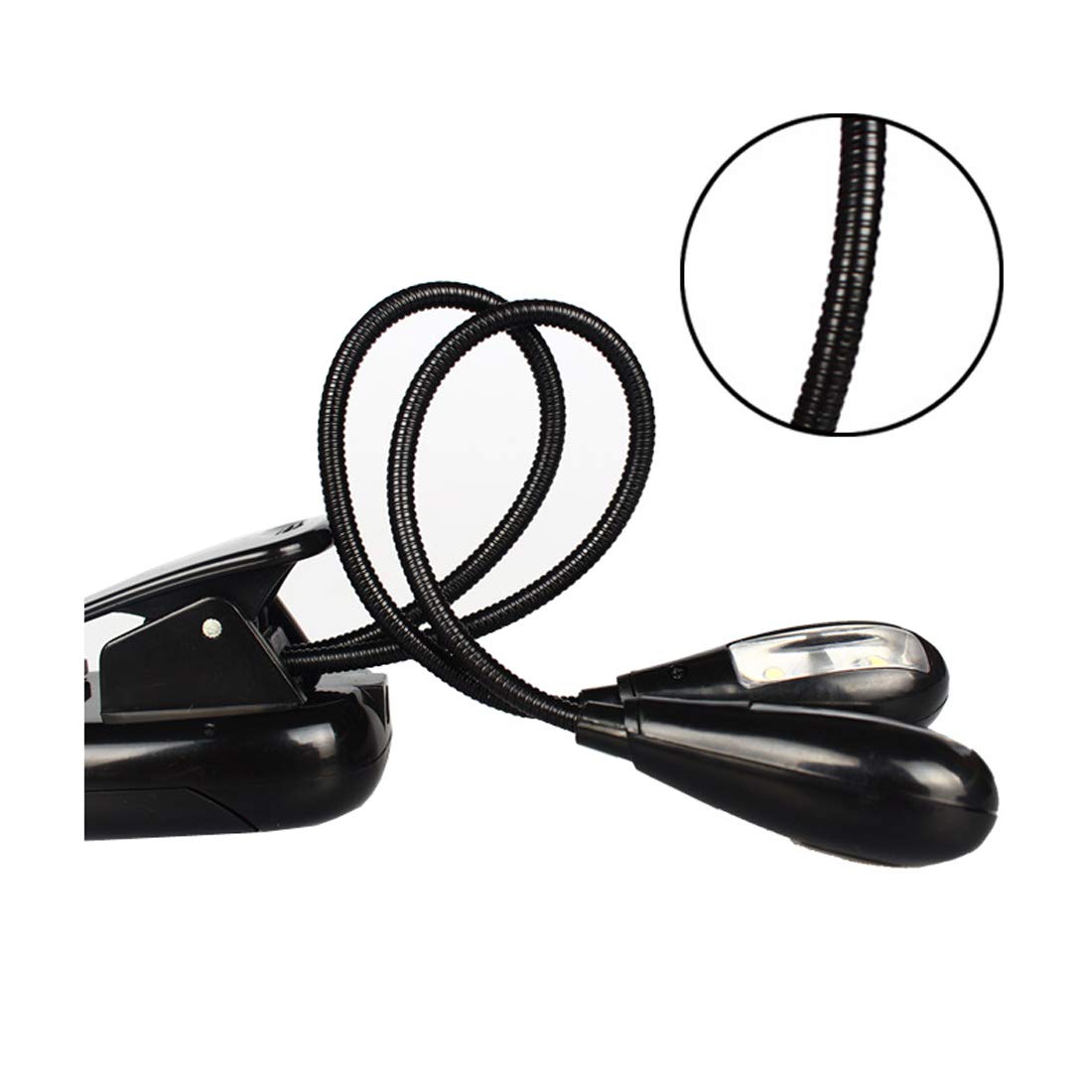 Ailenyun Double-Head Clip Light/Reading Light/Night Light Clip for Table, headboard and Computer, with switches on Both Ends, Two Brightness Options (Without Battery).