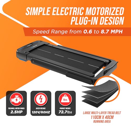 Image of RunMaster Under Desk Treadmill for Home and Office - 320lbs Weight Capacity, Quiet, Efficient, Walking Pad, Four LED Display, Space-Saving Portable Jogging Machine with Remote Control