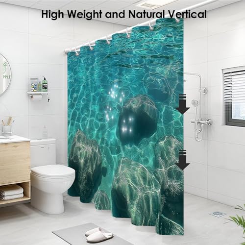 Rideau de douche mer et océan 180x200 cm imperméable avec crochets - 4