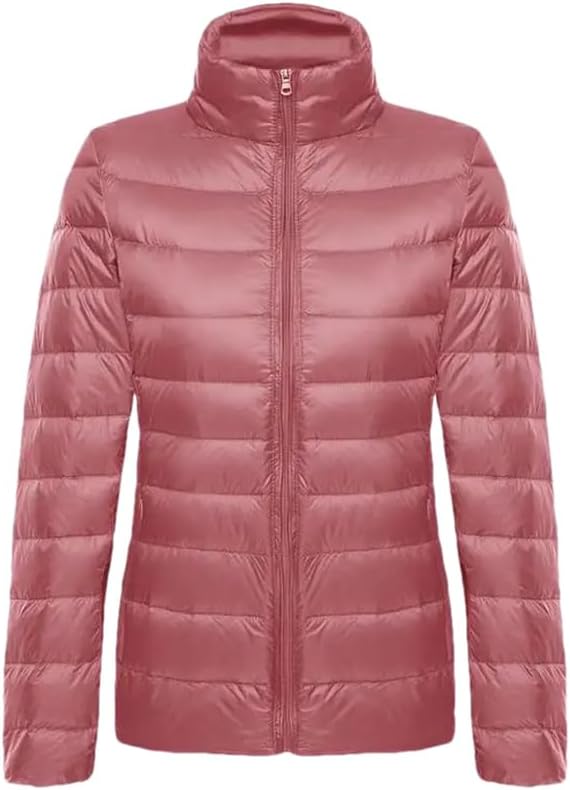 Woman Autumn Winter Ultra Light Duck Down Jackets Long Sleeve Parkas Soft Matt Short Tops Coat Windbreaker pnnrk S (35-42KG)