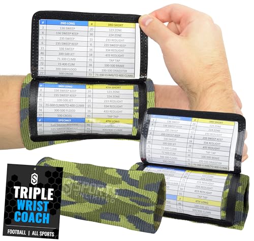 Image of Sports Unlimited Adult Triple Wrist Coach, Football Wristbands for Plays, Baseball Wristbands, QB Arm Bands