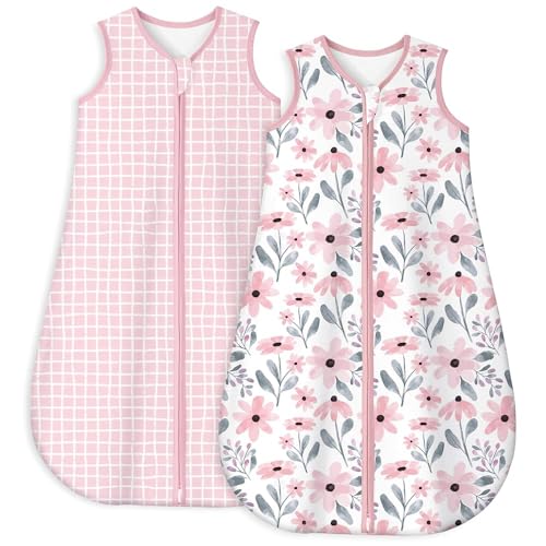 Image of Yoofoss Baby Sleep Sack 0-6 Months TOG 1.0 Baby Wearable Blanket, 2 Pack 100% Organic Cotton Infant Toddler Sleeping Sack 2-Way Zipper Lightweight Sleep Sack
