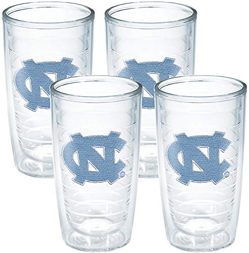 Tervis Made in USA Double Walled University of North Carolina Tar Heels Insulated Tumbler Cup Keeps Drinks Cold & Hot, 16oz 4pk, Primary Logo