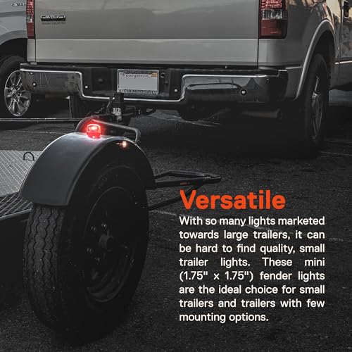 TRUE MODS 2pc Mini Amber + Red LED Trailer Fender Light Set [DOT Compliant] [SAE P2] [IP67 Waterproof] Surface Mount Clearance Marker Lamp for Boat Enclosed Utility Cargo Trailer Hauler Car Truck - Thumbnail 6