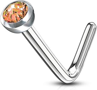 مجوهرات ثقب الأنف على شكل حرف L من حجر التوباز