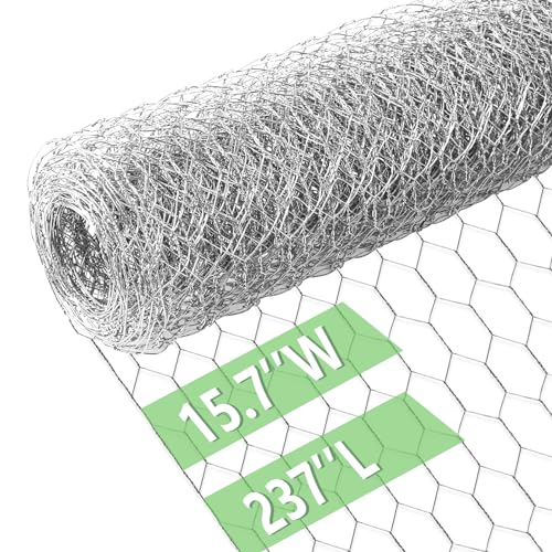 Image of Chicken Wire 15.7 in x 237 in Poultry Wire Netting Hexagonal Galvanized Mesh Garden Fence Barrier for Pet Rabbit Chicken Fencing