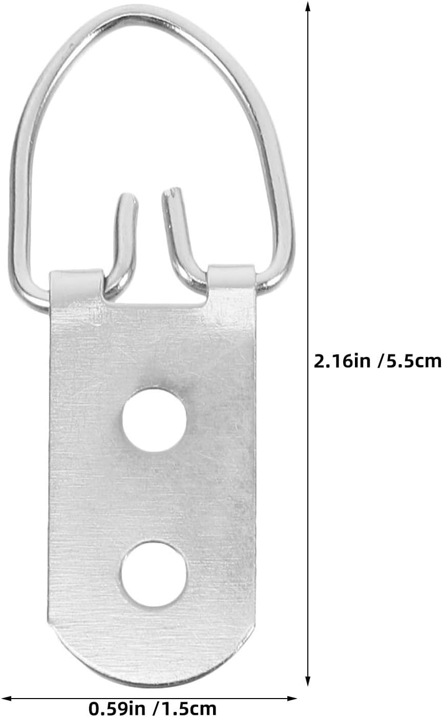 SEWACC 40pcs Heavy Duty Double Hole D Ring Picture Frame Hardware Kit with Screws Iron Picture Hanging Hooks Easy Installation for Painting Hanging and Frequent Repositioning