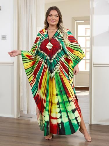 Image of Kaftan Dress for Women - Plus Size Caftan Maxi Beach Dress Moo Moos Loungewear, Swimsuit Cover Up for Beach, Pool or Vacation
