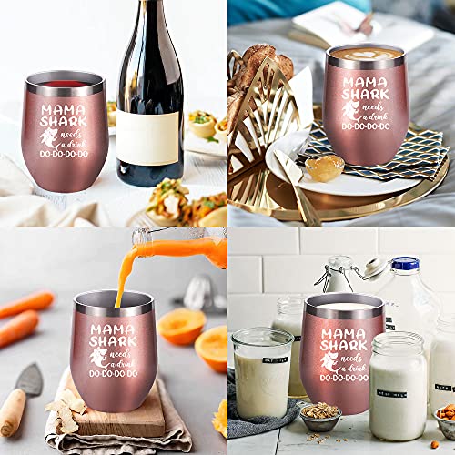 Tom Boy Mom Gifts From Daughter Son, Mommy Birthday Gifts For Mom, Funny Mothers Day Gifts For Wife Momma New Mama Shark Needs Wine Tumbler With Sayings Lid Straw Mom Gifts Christmas 12Oz Rose Gold #TOP6