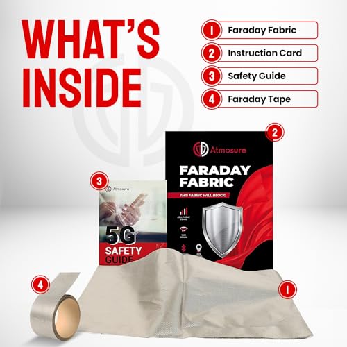 Image of ATMOSURE Faraday Fabric & Tape Kit (1 Yard; 44 x 36 in Fabric; 197 in Tape) - Copper-Nickel Shielding for RFID Blocking and DIY Signal Isolation