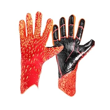 Futaba Professional Goalkeeping Gloves with Strong Grip & Excellent Protection, Non Slip Wear-Resistant Goalie Gloves - Orange and Red - Size 9