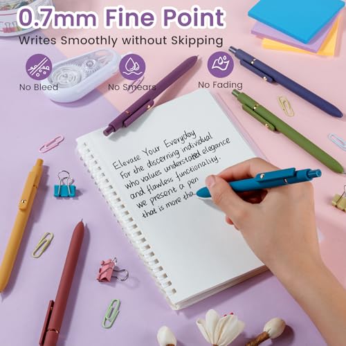 Image of FIOVER Gel Pens 6pcs 0.7mm Fine Point Black Ink Quick Dry Pens