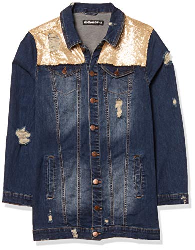dollhouse Women's Long Blue Denim Jacket, S