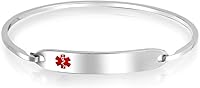 Vista 14 de Bling Jewelry Pulsera de identificación médica con grabado personalizable, elegante y con brazalete de 7 pulgadas para mujer, de acero inoxidable