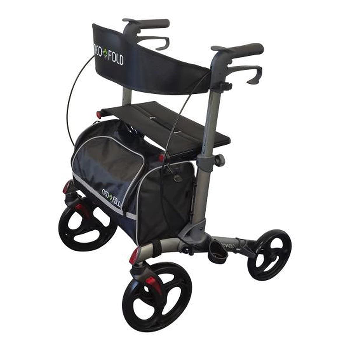 Identités, Rollator Neo Fold Evolution, wygodne oparcie, torba w zestawie, wydajne hamulce, poręczne i stabilne, szerokie koła, składane z zaworem bezpieczeństwa, lekkie, przenośne, kolor matowy szary