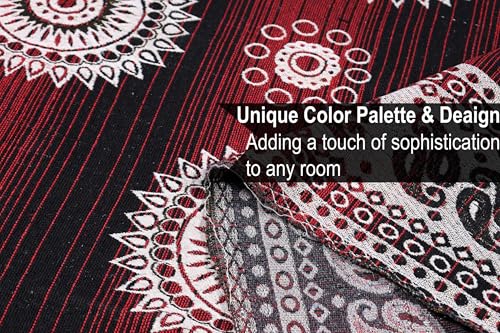 Image of ErraTex Hand Woven Cotton Carpet Multicolor Durable Lightweight Durrie Persian Style Area Rug for Living Room Bedroom Hallway Aladin Design 5x7 Feet Multicolor Red 2
