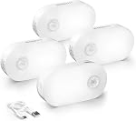 Lyridz Rechargeable Motion Sensor Night Light, [4 Pack] Magnetic Stick On Veilleuse, Up to 180 Days Battery Life, 1-20LM Side-Touch Dimmable 2700K Warm White for Bedroom, Stairs, Hallway