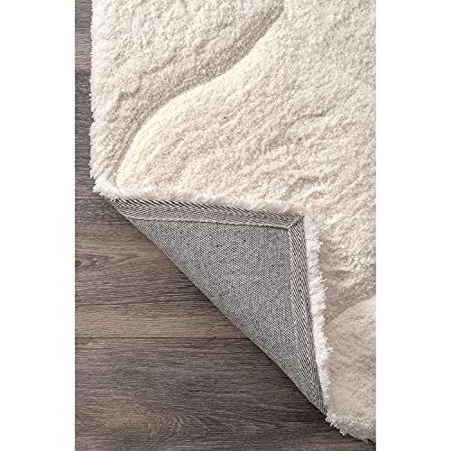 Image of Super Ultra Modern Soft Shaggy Handcrafted Anti-Skid Silk Touch Carpet, Size 8x11 Feet, Color IVORYY