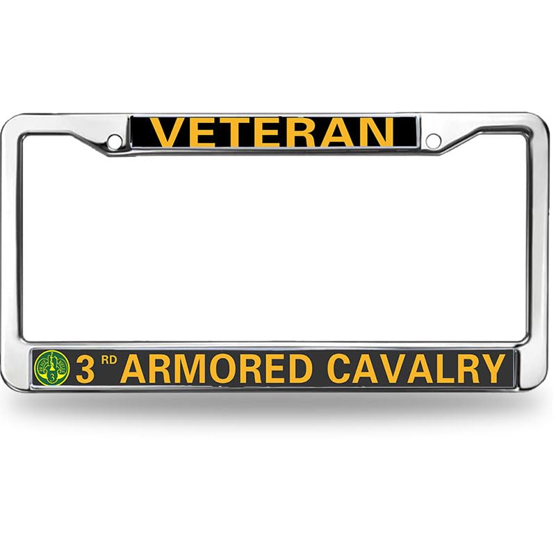 Image of US Army Flag License Plate Frame for Thanksgiving 3rd Armored Cavalry Vet Weather-Proof License Plate Frame US Army USA Flag License Plate Frame Devoted Gift for Army Solider