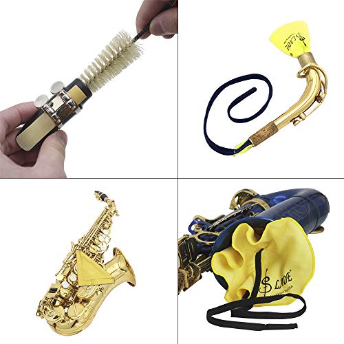 Fesjoy Saxophone Cleaning Cloth, Saxophone Sax Cleaning Care Kit 3pcs Cleaning Cloth + Mouthpiece Brush Musical Instrument Maintenance Tool