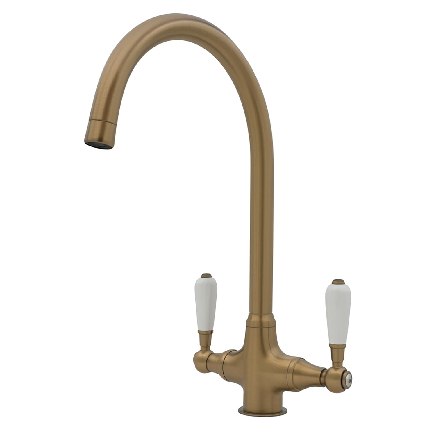 Xcel Home Brass Antiquity Antique Kitchen Mixer Tap With Swan Spout And Dual Ceramic Handles – Traditional Design