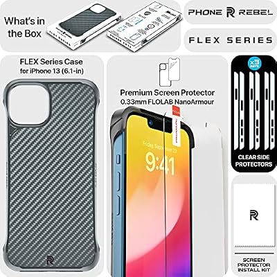 REBEL Phone iPhone 13 Case [Flex Series] Exposed Sides for Comfort, Aramid Fiber, Strong MagSafe Compatible, Protective Raised Corners, Slim Fit, Frameless Case for iPhone 13 6.1 Inch (Flex Black)