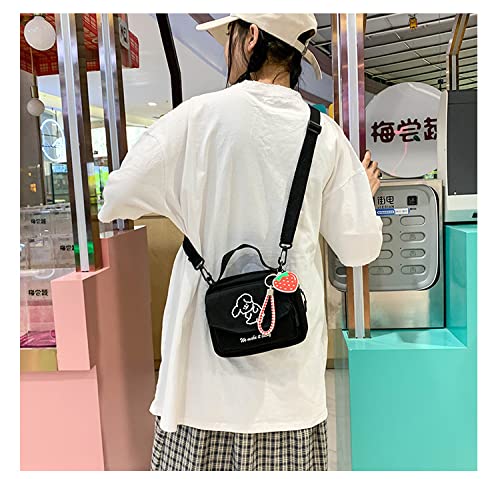 Ncduansan Kawaii Backpack Girl People Messenger Bag Mini Small Backpack Cute Korean Ins Puppy Pattern(Black) #TOP4