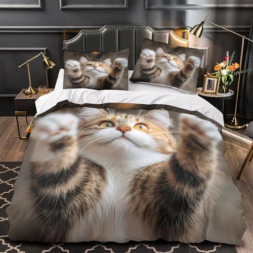 Housse de couette chat 140x200cm pour chambre ado dynamique