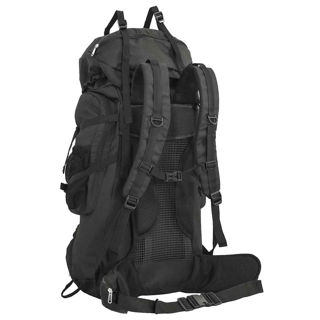 Zaino da Escursionismo Nero 80L Tessuto Oxford Impermeabile Versatile per Outdoor, Escursionismo, Campeggio, Trekking, con Scomparto per Portatile, Stabile, Durevole, Confortevole, Ideale per
