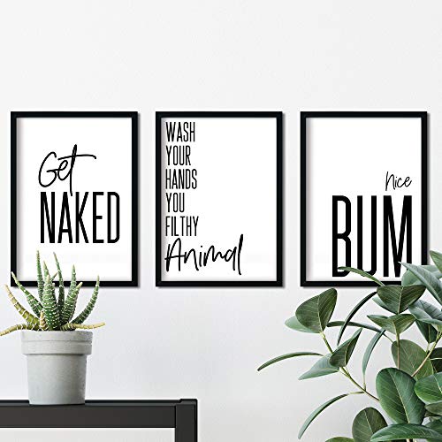 Little Angels Jamboree Triple pack Bathroom Toilet Prints, Wall Art Poster Funny Humour Home Pictures Modern Minimal Black/White *** PLEASE NOTE THAT NO FRAMES INCLUDED *** BP33N