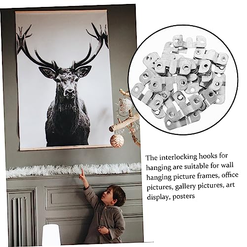 Image of 15pairs Mirror Buckle Interlocking Hangers Picture Frame Hooks for Wall Mounting Wall Hangers Shelves