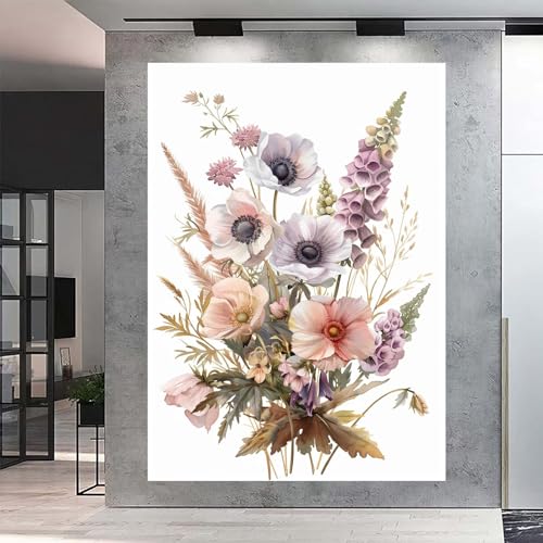Impression sur toile fleurs WODJEM pour salon moderne encadrée - 4